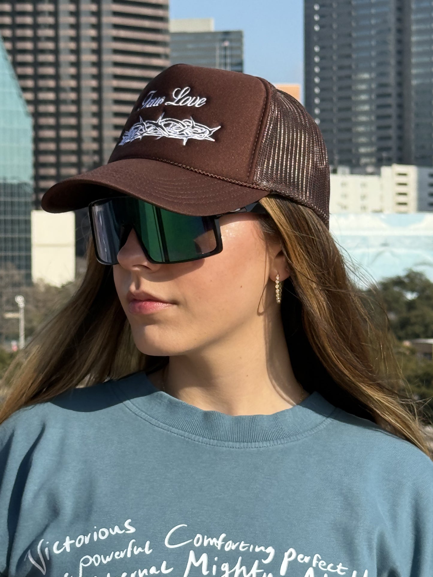True Love Embroidered Hat - Brown