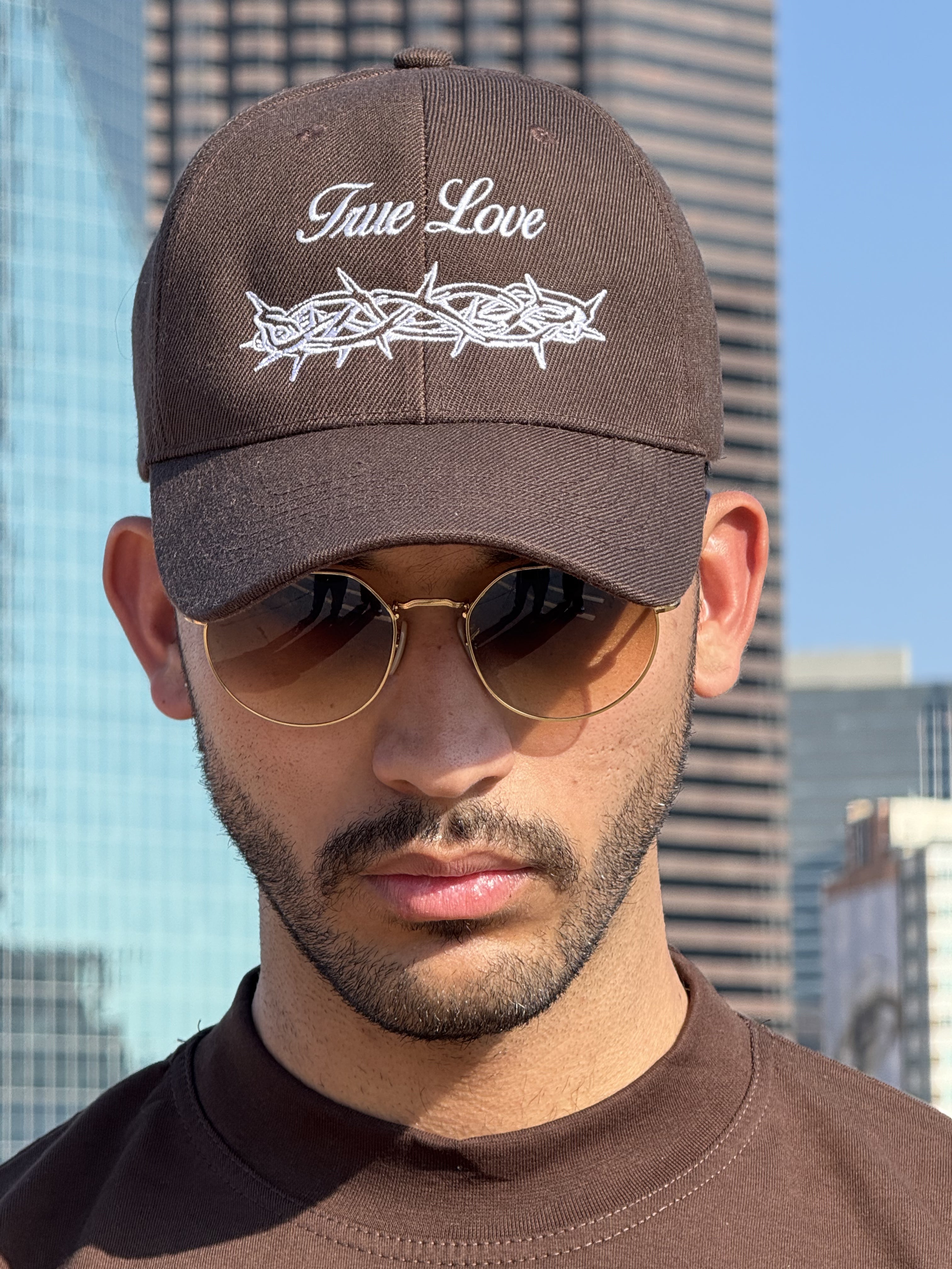 True Love Embroidered Hat - Brown
